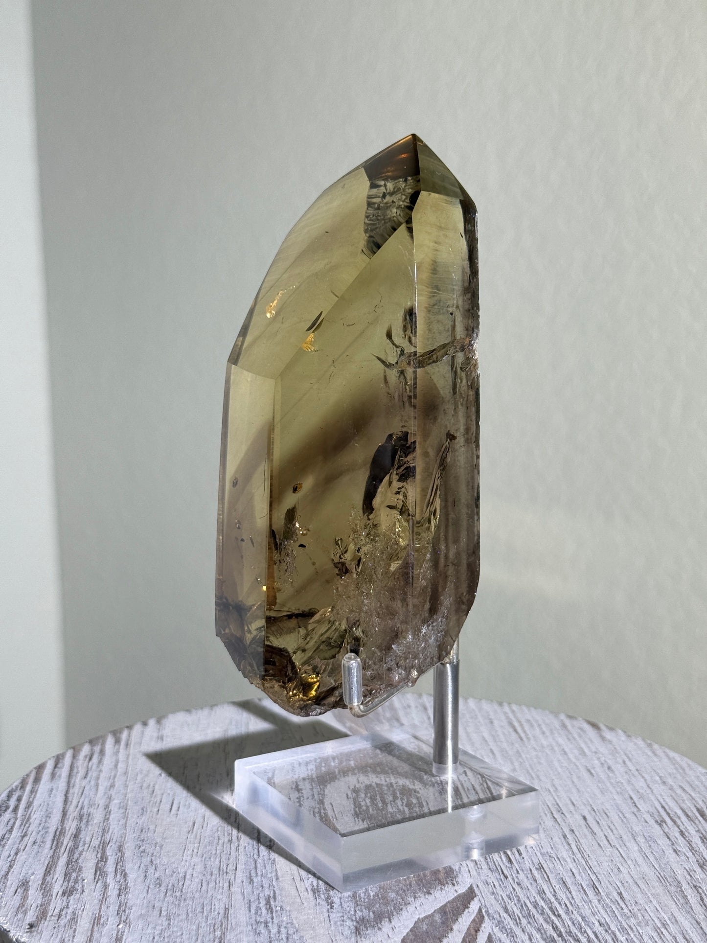 Statement Hematite in Natural Smoky Phantom Citrine Point, Brazil