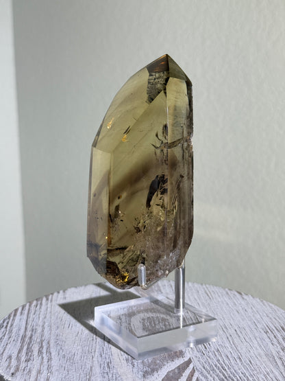 Statement Hematite in Natural Smoky Phantom Citrine Point, Brazil