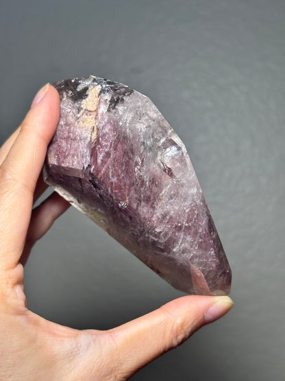 Large Rare Pink Lithium Double Terminated Freeform With Manifestation Quartz, Brazil