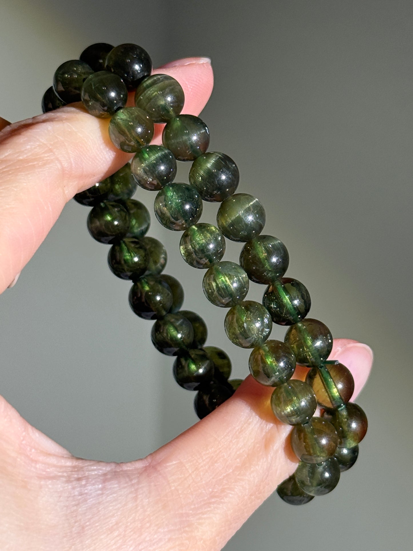 Cat Eye Green Apatite Bracelets, 7-8mm