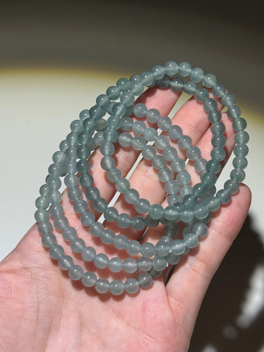 High Quality Translucent Blue Water Jade Bracelets, 6mm