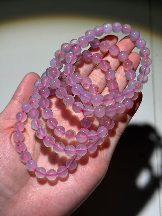 Cinnabar In Agate Bracelets, 8.5mm