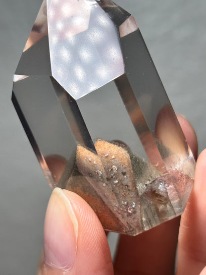 High Quality Water Clear Orange Green Phantom Garden Quartz Tower, Brazil