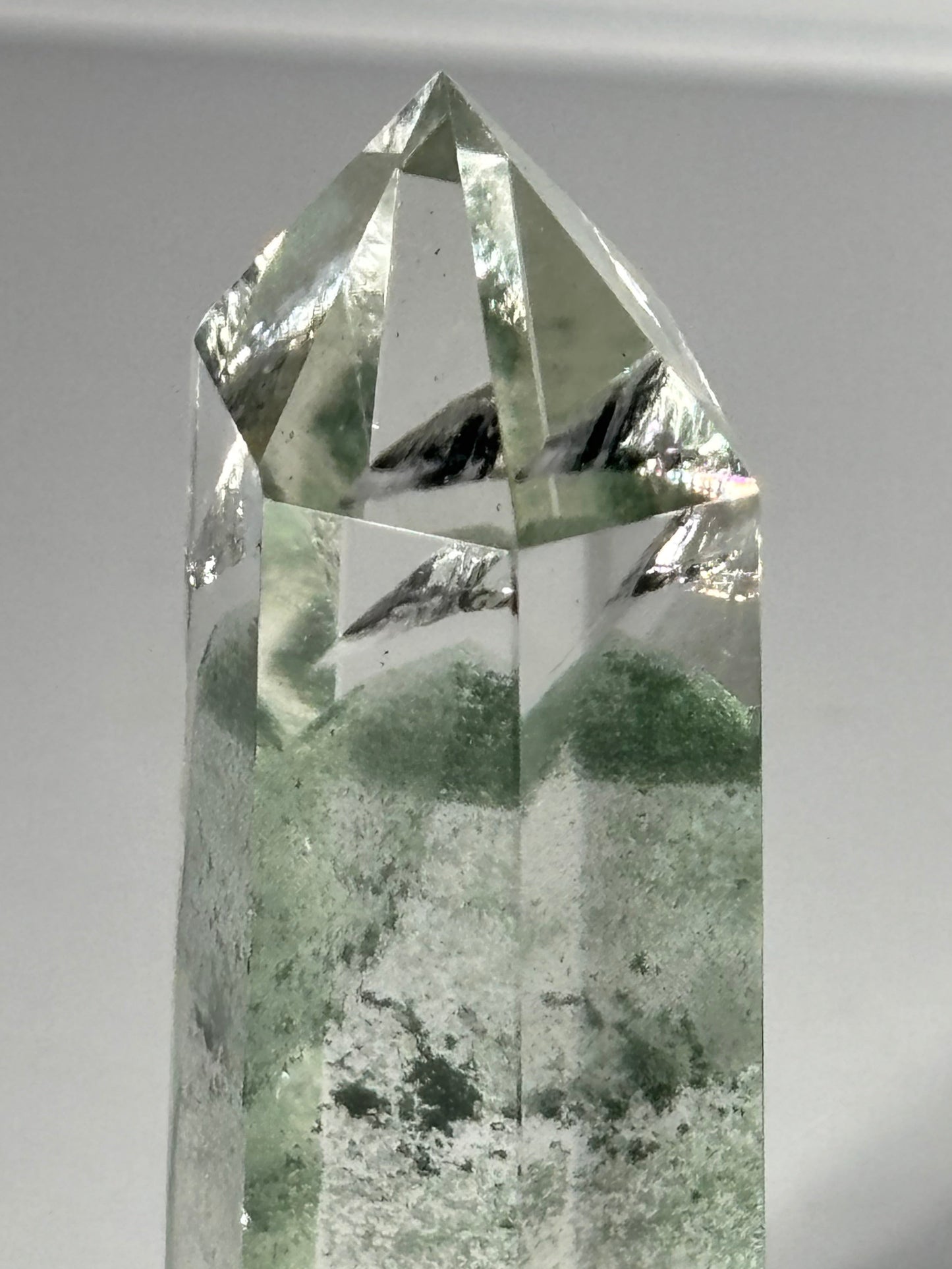 High Quality Water Clear Green Phantom Chlorite Tower, Brazil