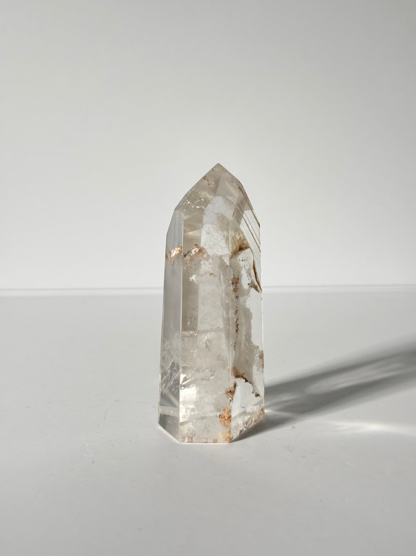 Rare Water Clear White Layered Phantom Lodalite Quartz Tower With Manifestation Quartz, Brazil