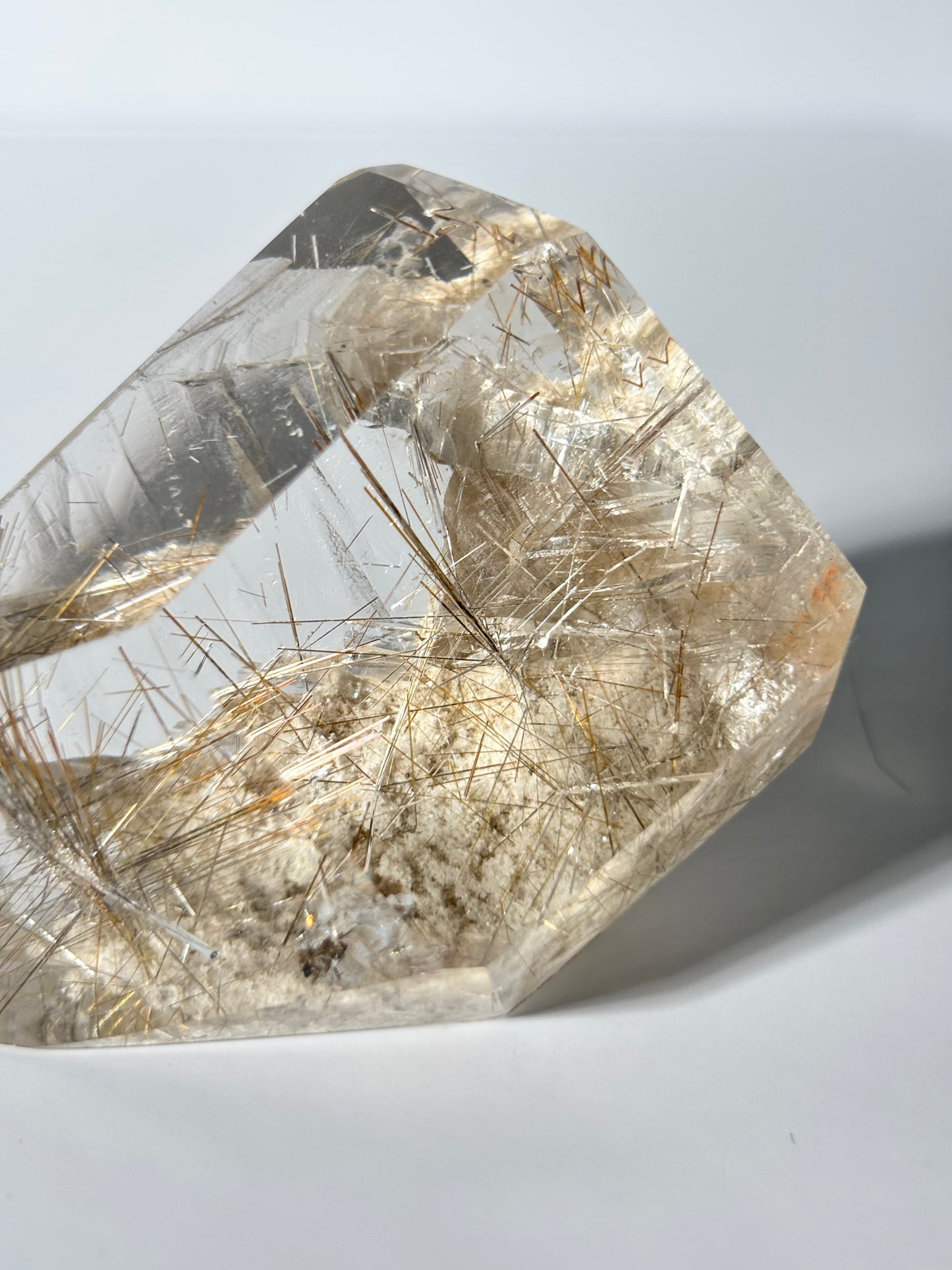 Large Collector’s Grade Silver and Copper Rutile x White Lodalite Quartz Tower, Brazil