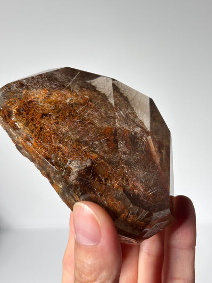 Statement Rare Orange Lodalite With Silver Starburst Rutile Freeform, Brazil