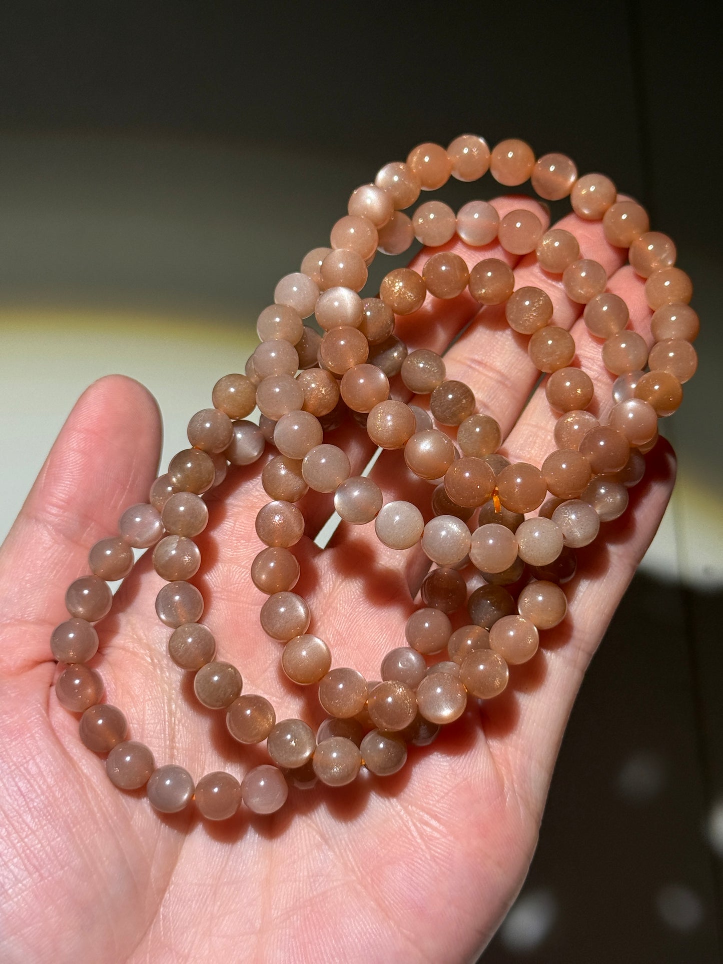 Peach Moonstone Bracelets, 7.5mm