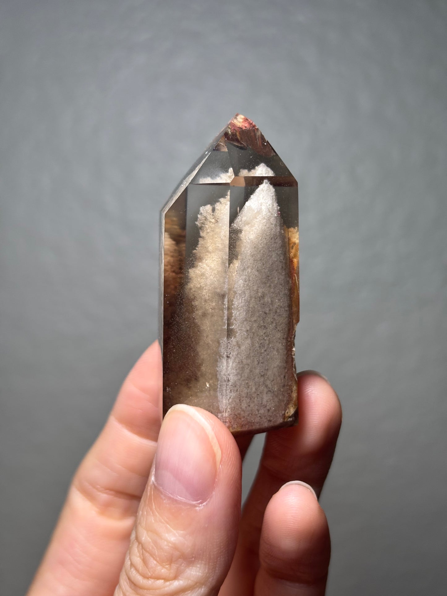 High Quality Water Clear Phantom Smoky Quartz With Phantom Pink Lodalite Tower, Brazil