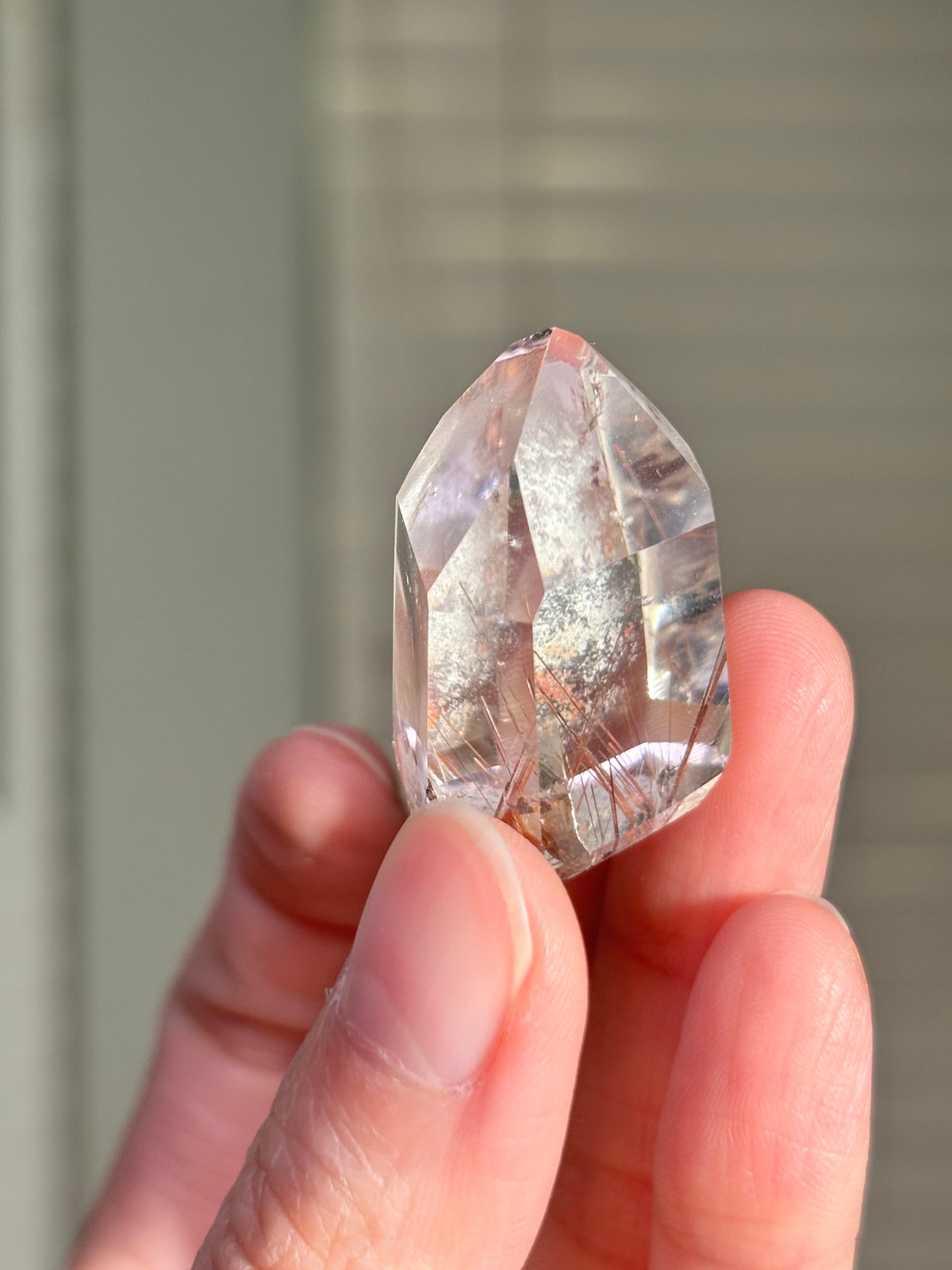 High Quality Pink Lodalite With Red Rutile Tower, Brazil