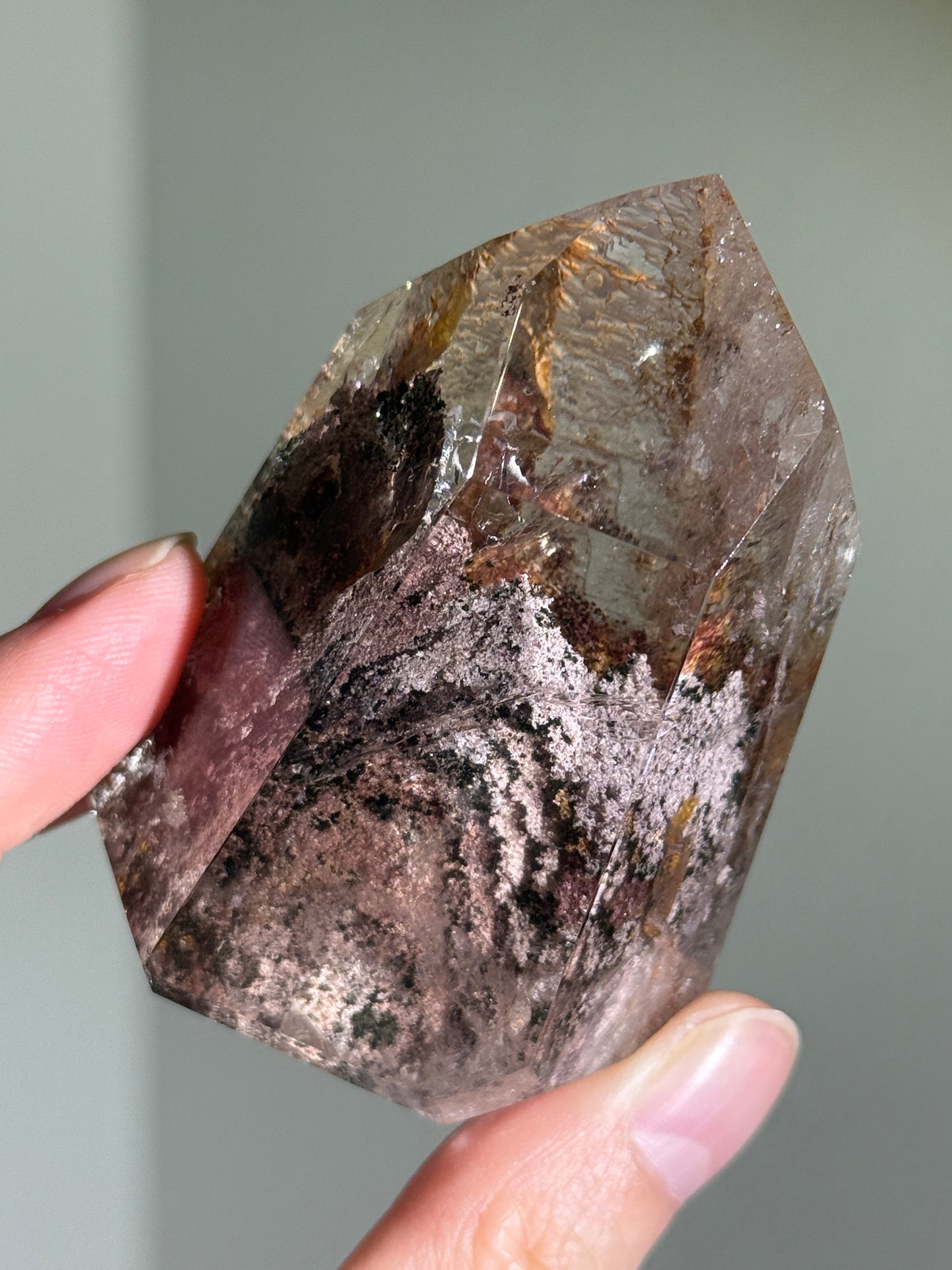 High Quality Large Phantom Pink Garden Quartz Tower, Brazil