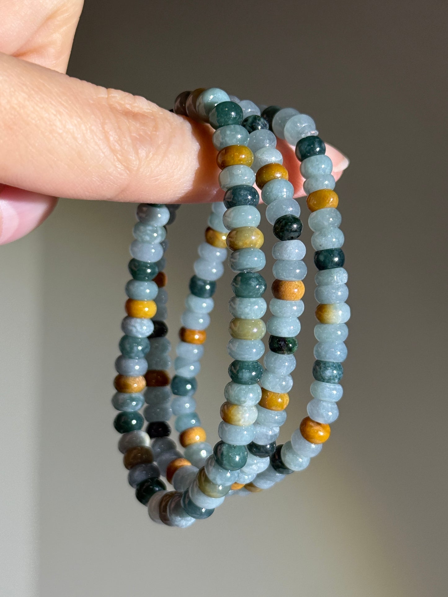 Burmese Colorful Jade Bracelets, 5mm