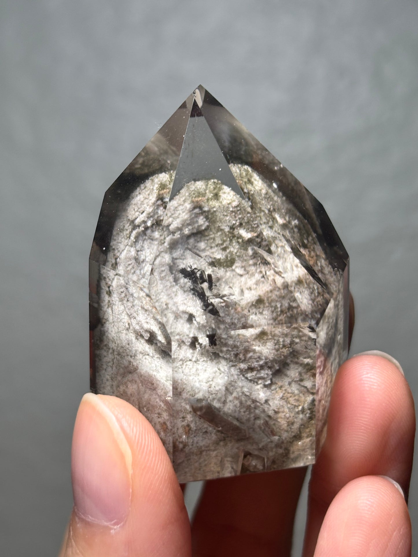 High Quality Water Clear Moody White Phantom Lodalite With Manifestation Quartz (Crystal in Crystal), Brazil