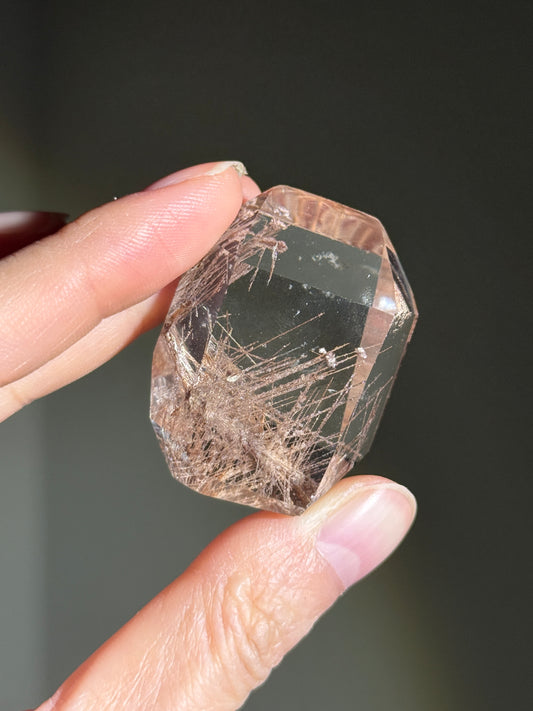 High Quality Water Clear Pink Rutile in Quartz Freeform, Brazil