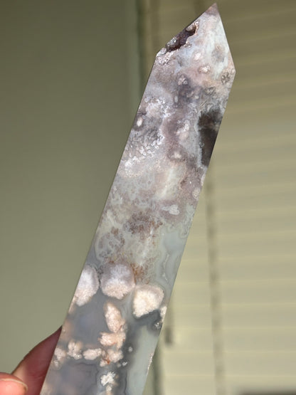 Moody Blue Flower Agate Tower, Madagascar