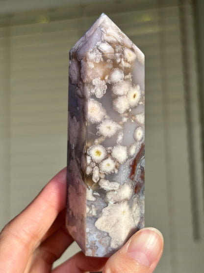 Quartzy Blue Flower Agate Tower, Madagascar