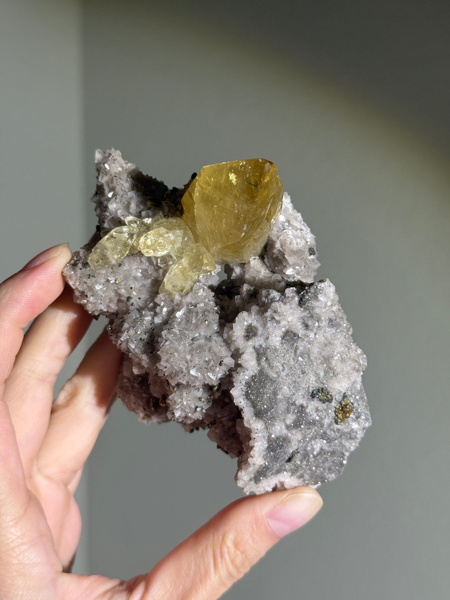 High Quality Large Sweetwater Mine Honey Calcite On Dolomite With Chalcopyrite, USA