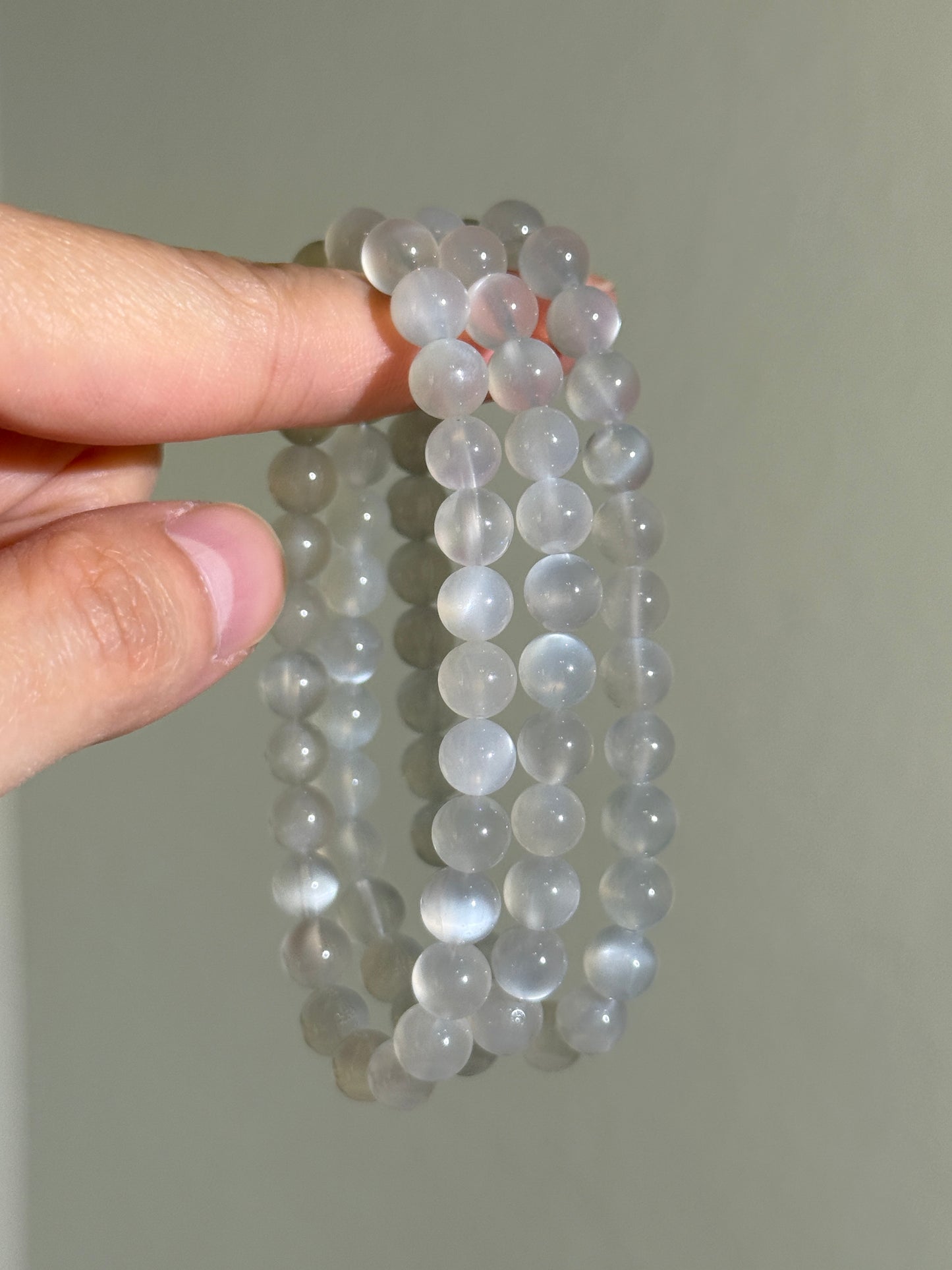 Grey Moonstone Bracelets, 7mm