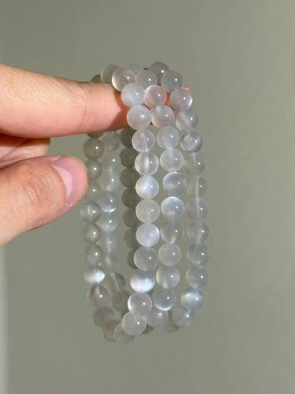 Grey Moonstone Bracelets, 7mm