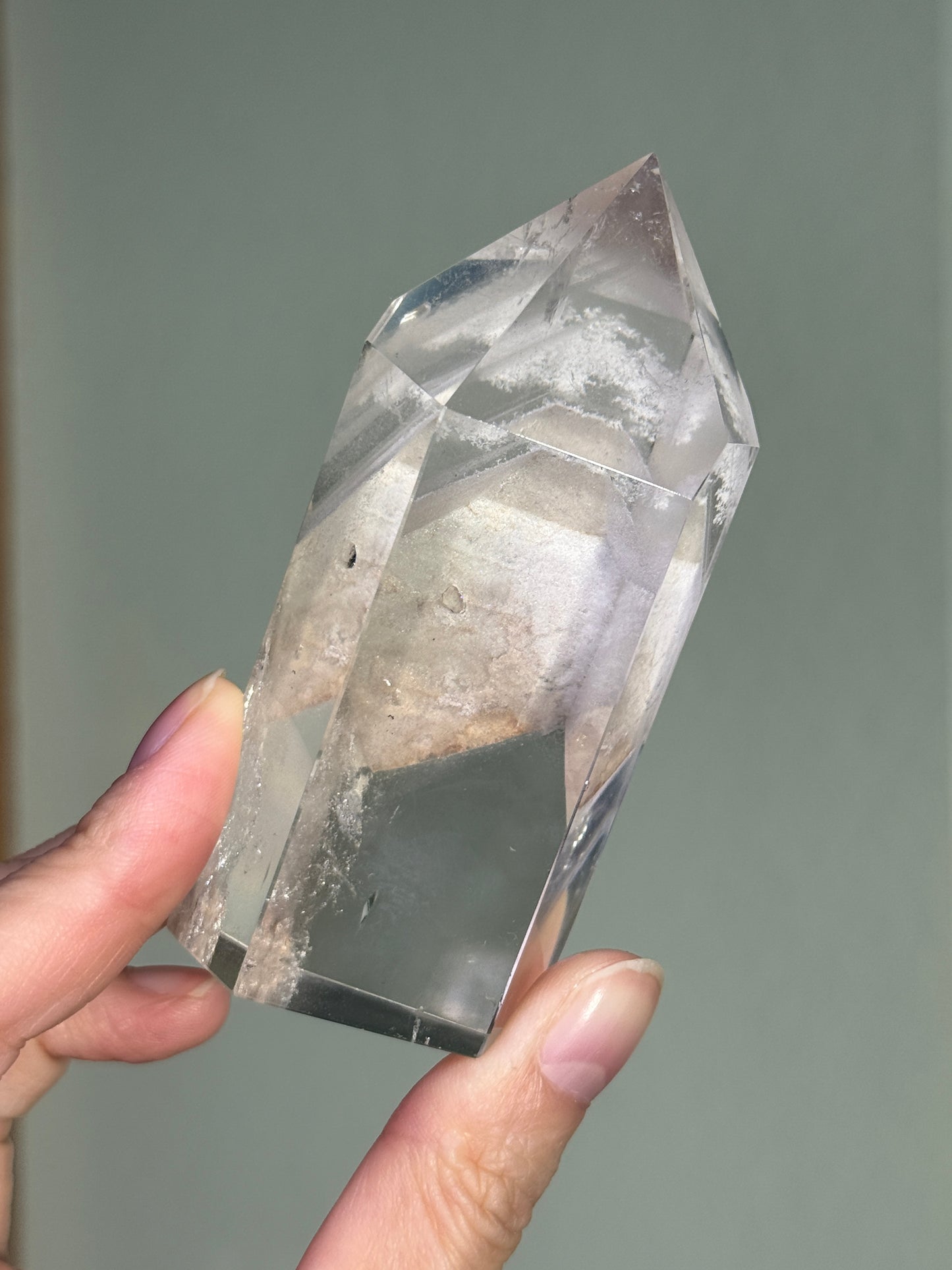 Large Chunky White Phantom Lodalite Tower With Manifestation Quartz, Brazil
