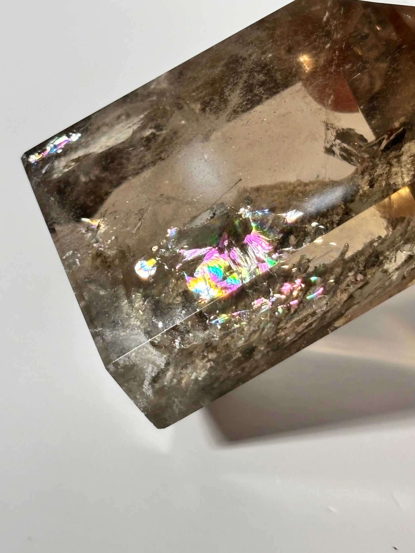 High Quality White Phantom Lodalite & Manifestation Quartz In Smoky Quartz Tower, Brazil