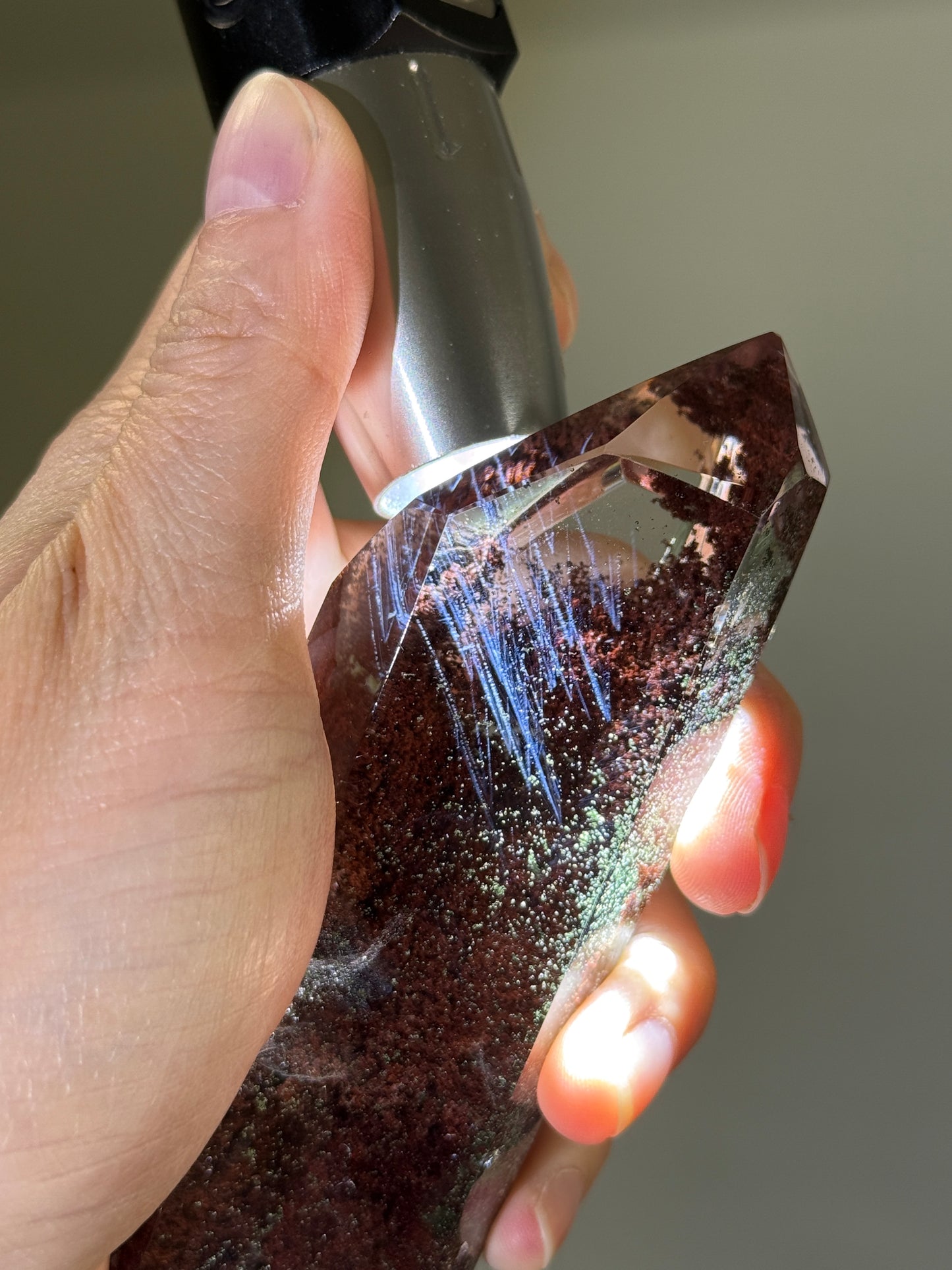 Garden Quartz Tower With Blue Angel Feather Inclusion, Brazil