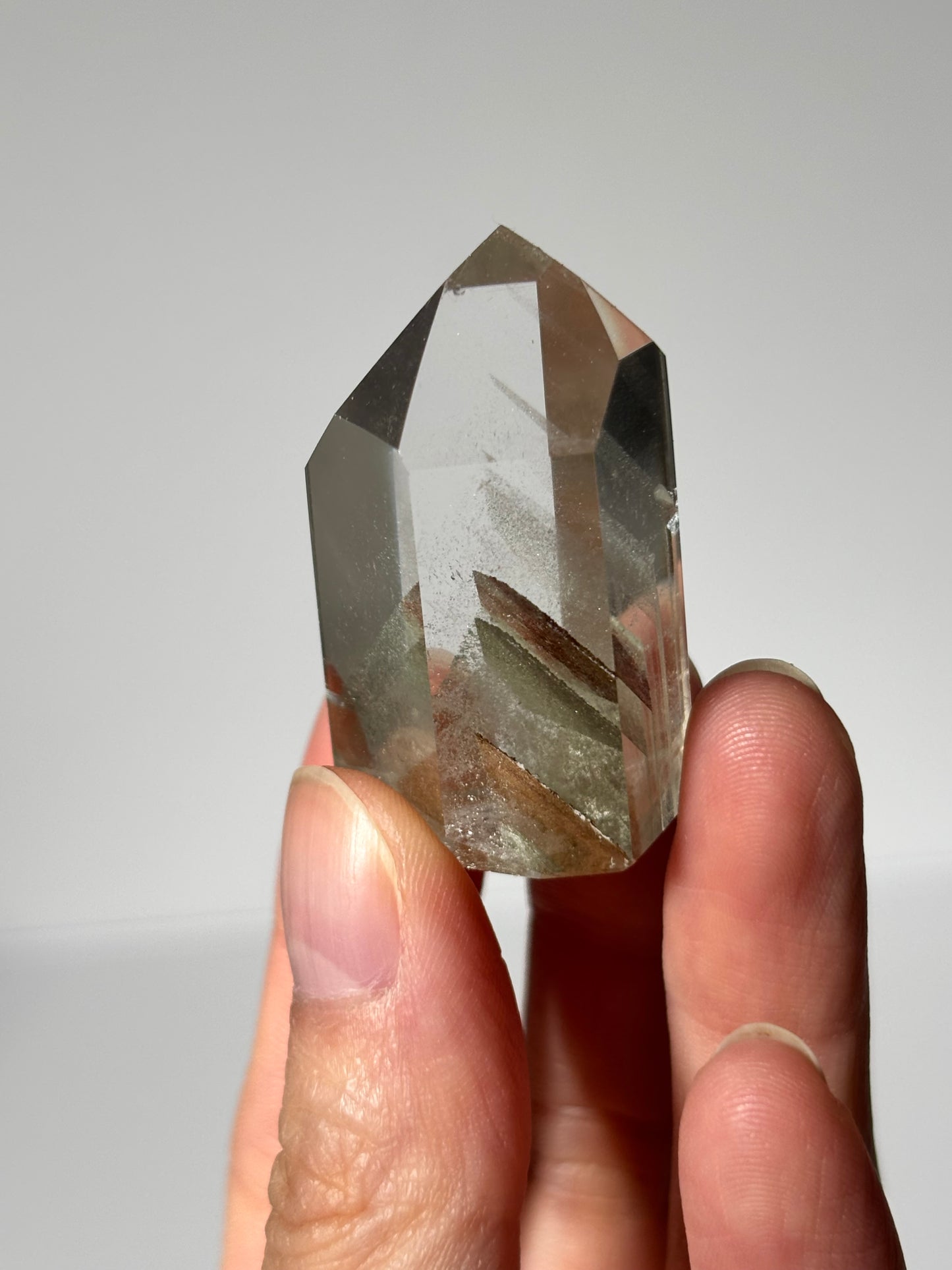 High Quality Water Clear Green Phantom Chlorite Tower With Phantom Lodalite, Brazil