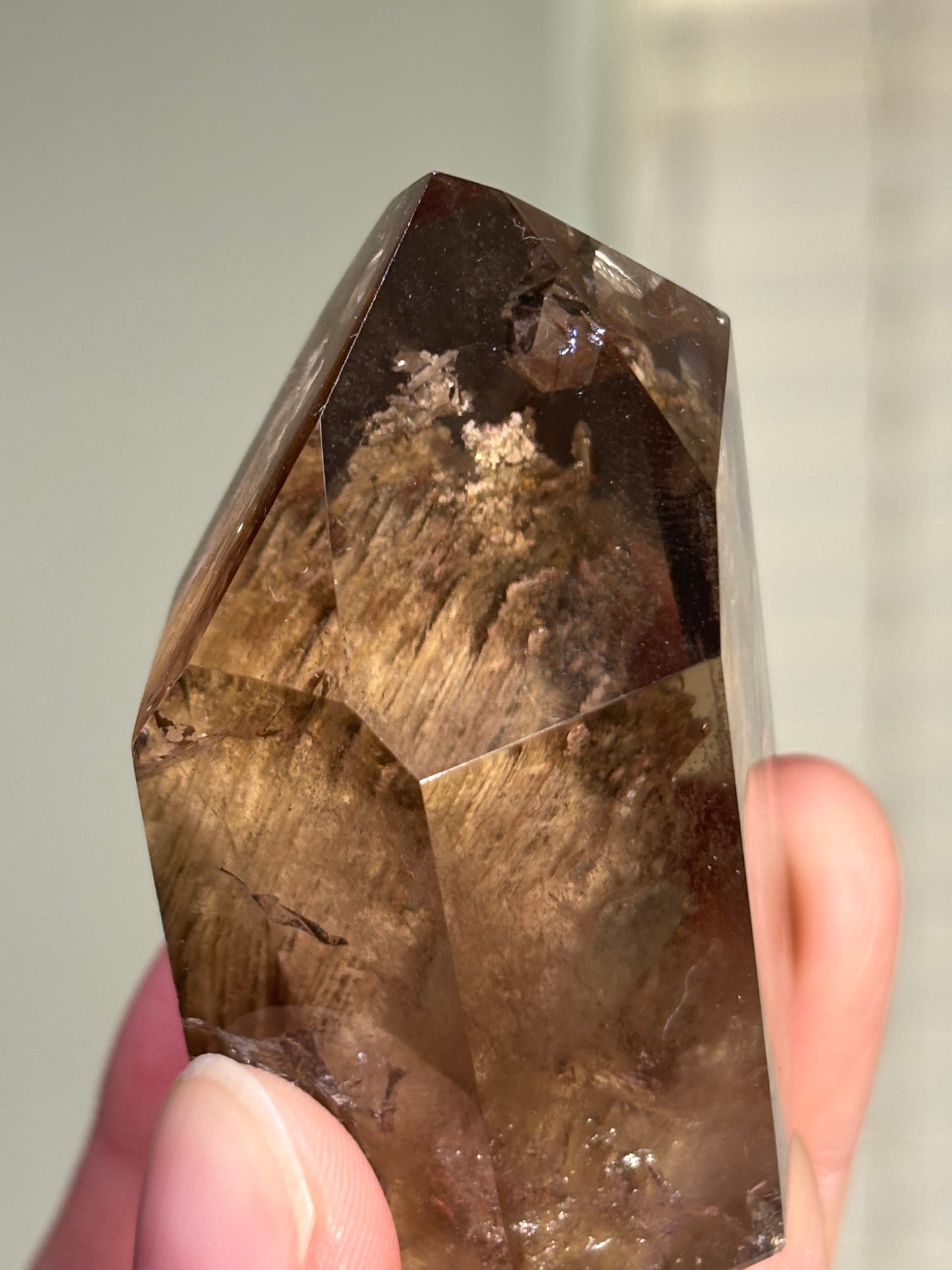High Quality White Phantom Lodalite & Manifestation Quartz In Smoky Quartz Tower, Brazil