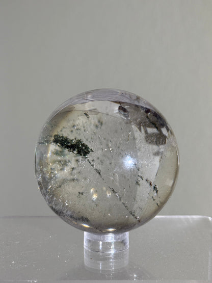 High Quality Rainbowy Green Phantom Chlorite Quartz Sphere, Brazil