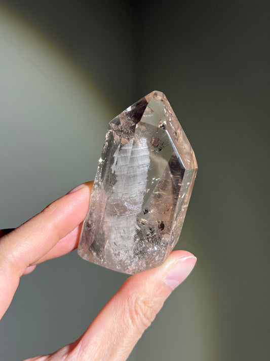 High Quality Light Smoky Quartz Tower With White Lodolite Inclusion, Brazil