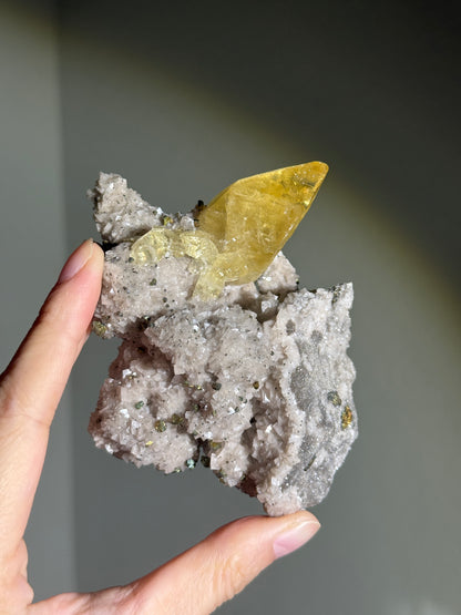 High Quality Large Sweetwater Mine Honey Calcite On Dolomite With Chalcopyrite, USA
