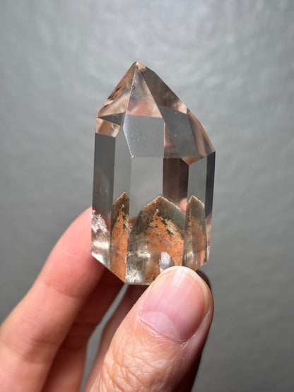 High Quality Water Clear Orange Green Phantom Garden Quartz Tower, Brazil