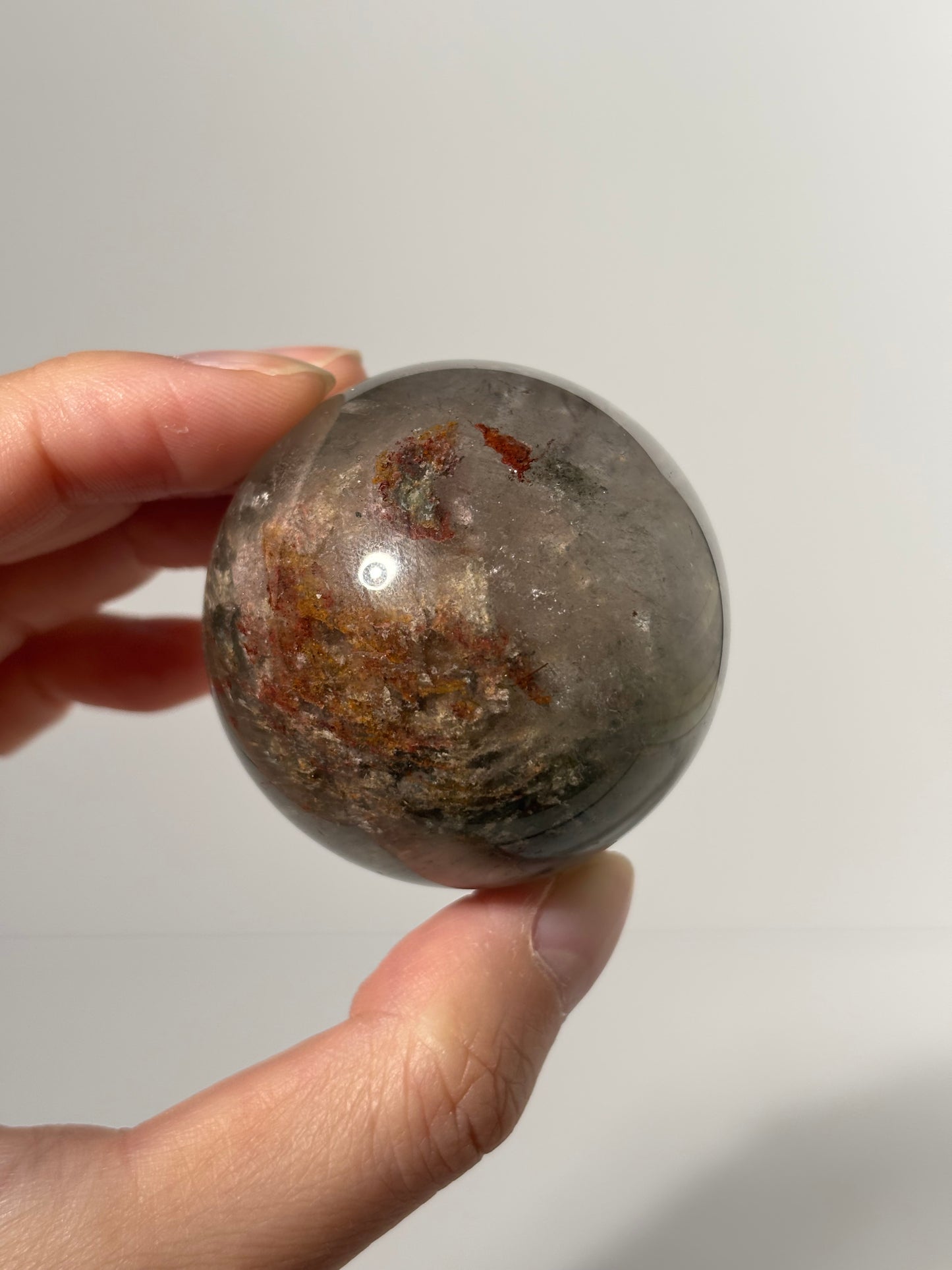 Pink Green Garden Quartz Sphere With Epidote, Zambia