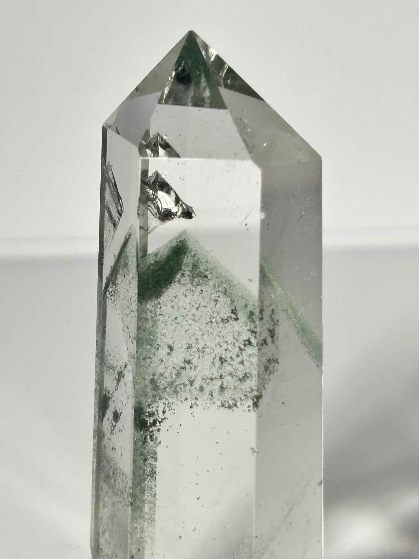 High Quality Water Clear Green Phantom Chlorite Tower, Brazil