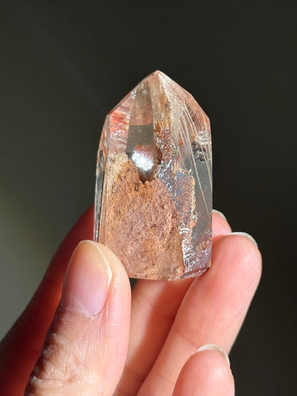 High Quality Unique Peachy Orange Lodolite in Quartz Tower, Brazil