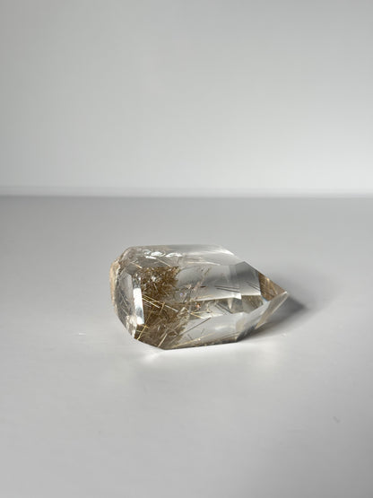 High Quality Water Clear Silver Rutile x White Lodalite Quartz Tower, Brazil