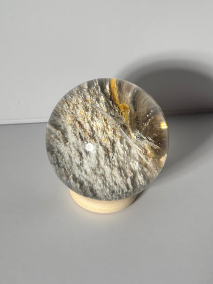 Collector’s Grade White Glittery Lodalite Quartz Sphere, Brazil