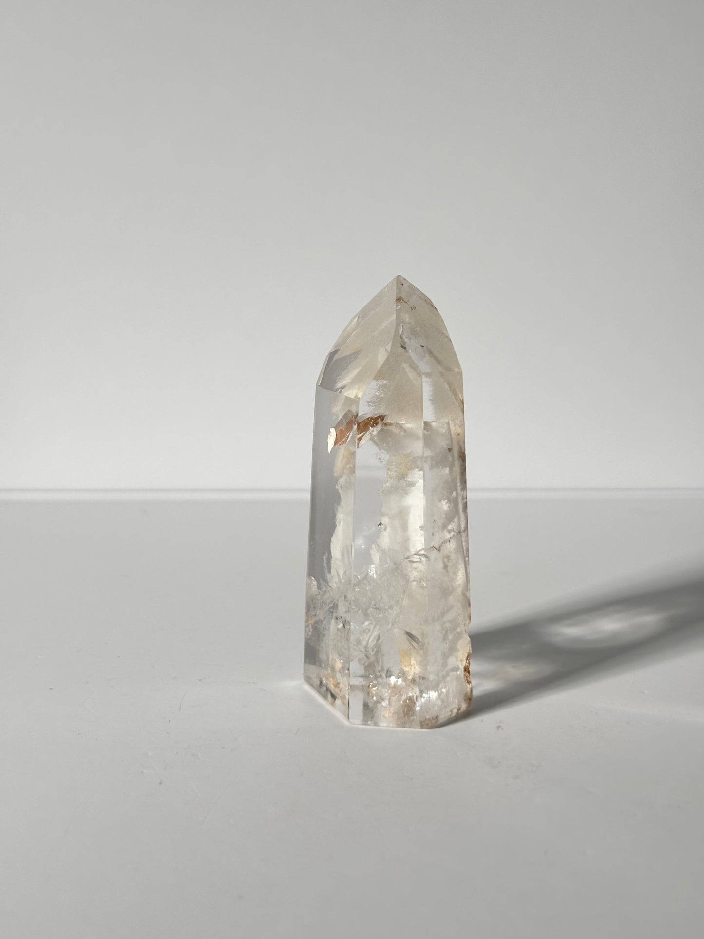 Rare Water Clear White Layered Phantom Lodalite Quartz Tower With Manifestation Quartz, Brazil