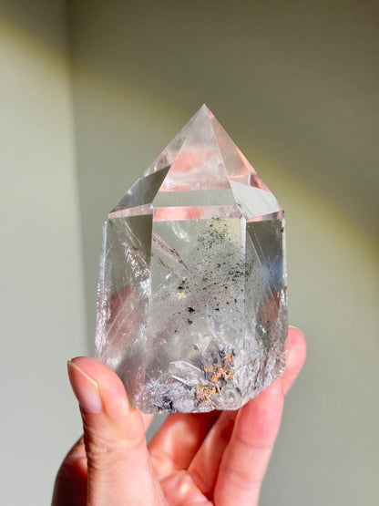 High Quality Statement Collector’s White & Green Phantom Chlorite in Quartz Tower, Brazil