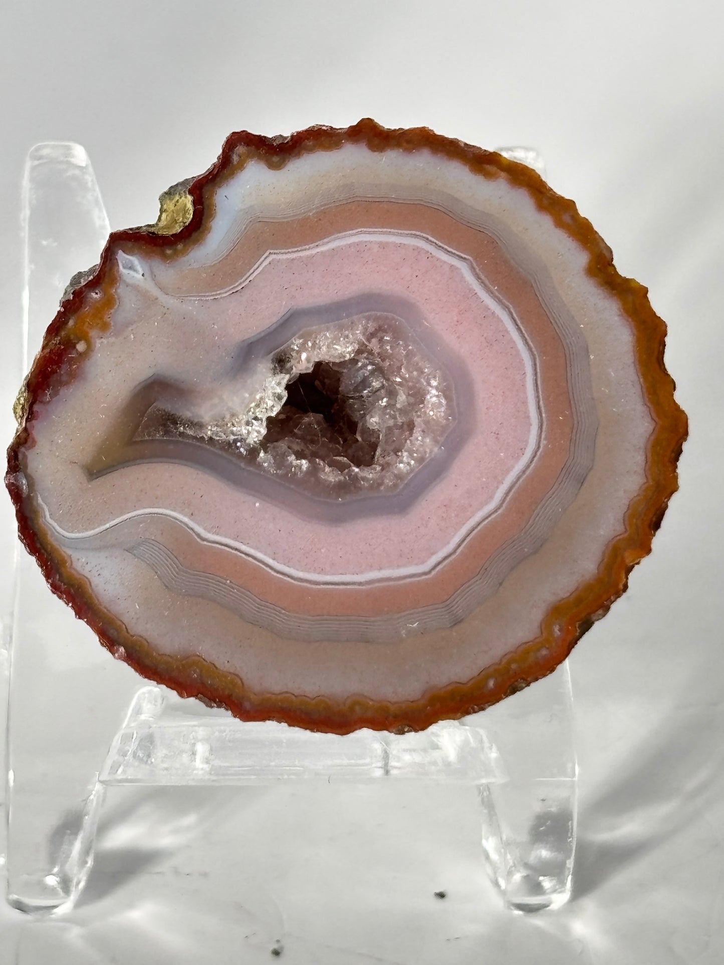 High Quality Druzy Pink Zhanguo Agate Pair, China