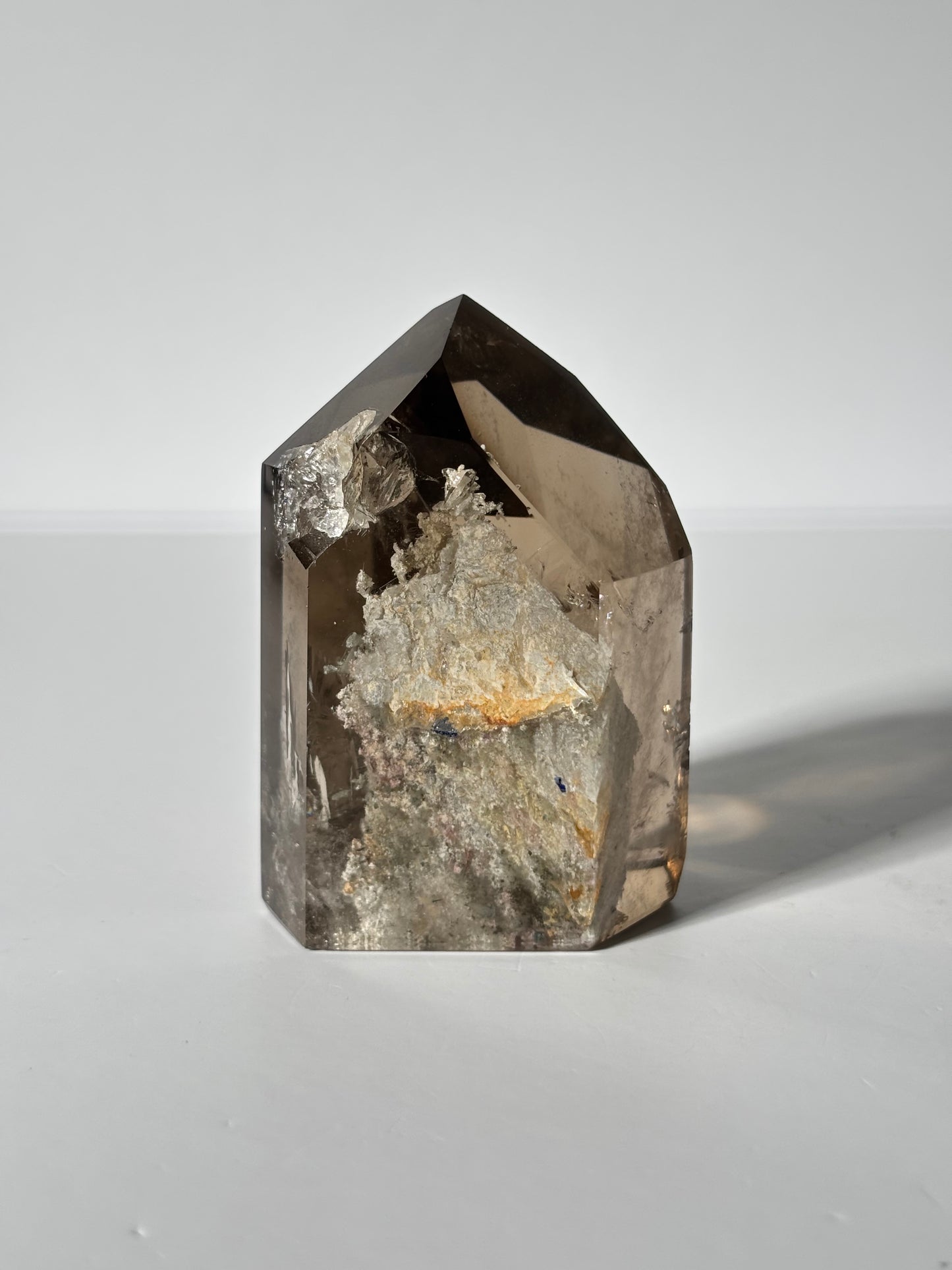 High Quality White Phantom Lodalite & Manifestation Quartz In Smoky Quartz Tower, Brazil