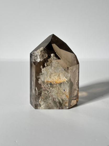 High Quality White Phantom Lodalite & Manifestation Quartz In Smoky Quartz Tower, Brazil
