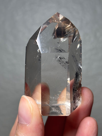 High Quality Water Clear Black Phantom Graphite in Quartz Tower, Brazil