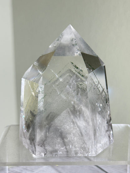 High Quality Statement Collector’s White & Green Phantom Chlorite in Quartz Tower, Brazil