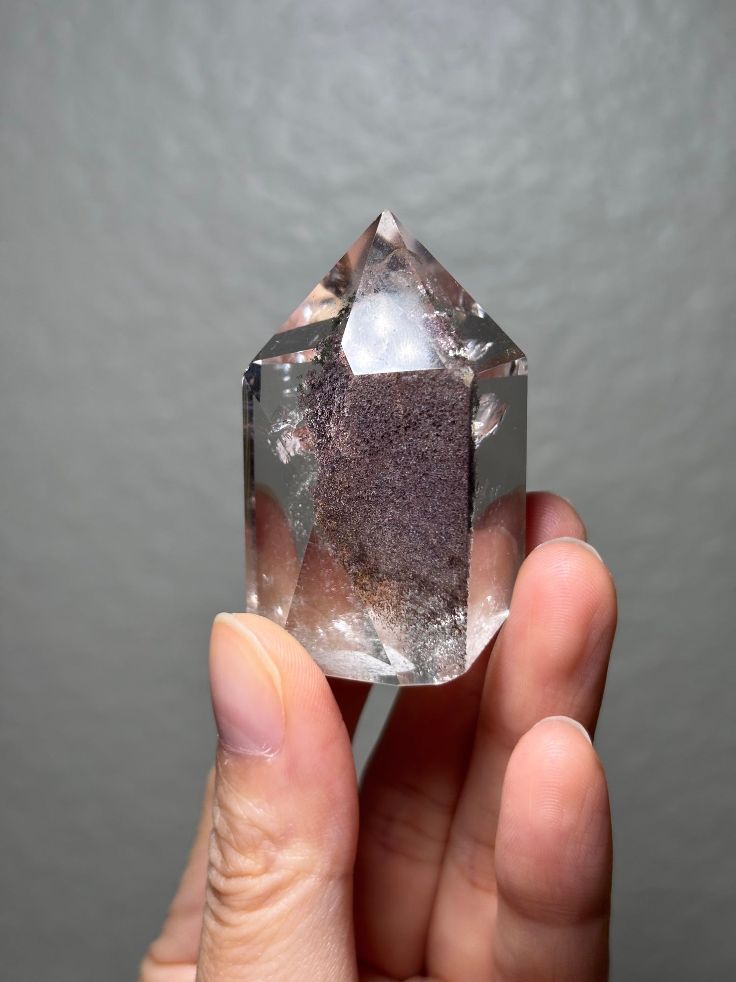 Chunky Water Clear Purple Lodalite Quartz Tower With Rainbow, Brazil