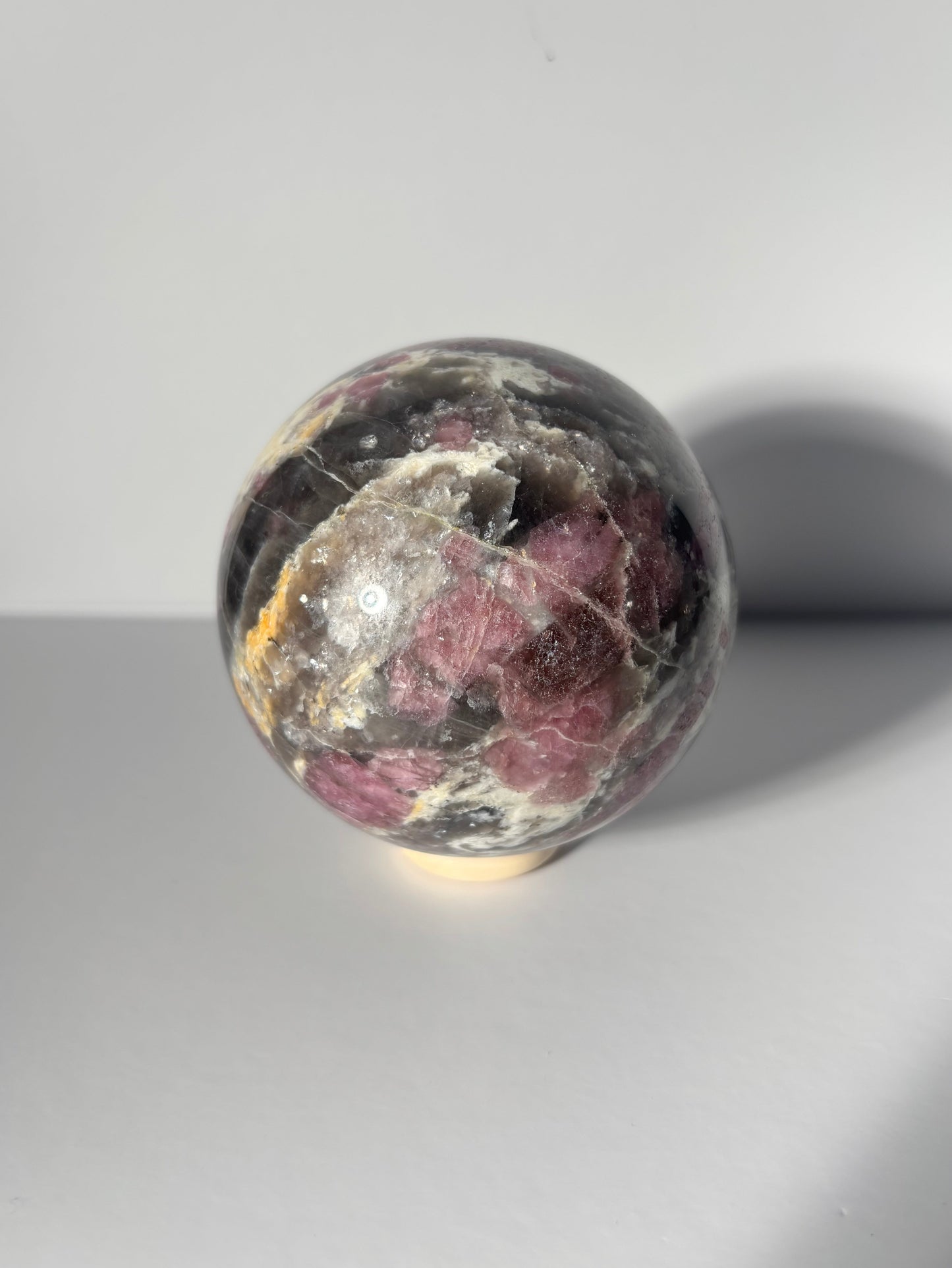 Large Pink Tourmaline x Smoky Quartz x Lepidolite Sphere