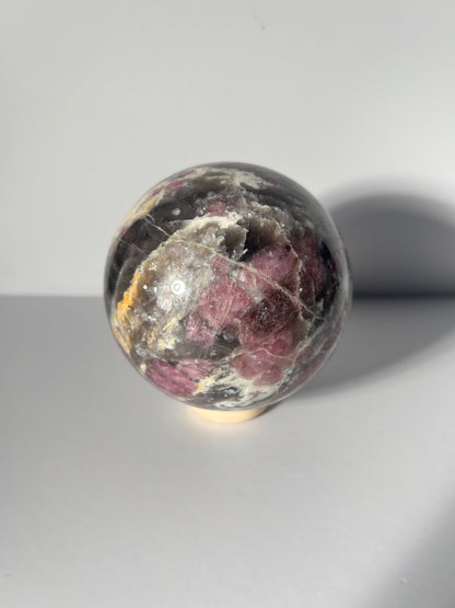 Large Pink Tourmaline x Smoky Quartz x Lepidolite Sphere