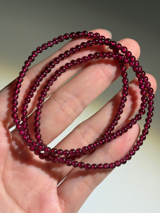 Garnet 3-Round Bracelets, 3.5mm