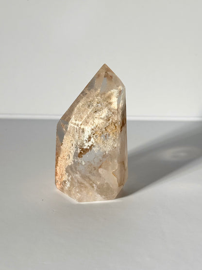 Cream Lodalite Quartz Tower With Penetrator, Brazil