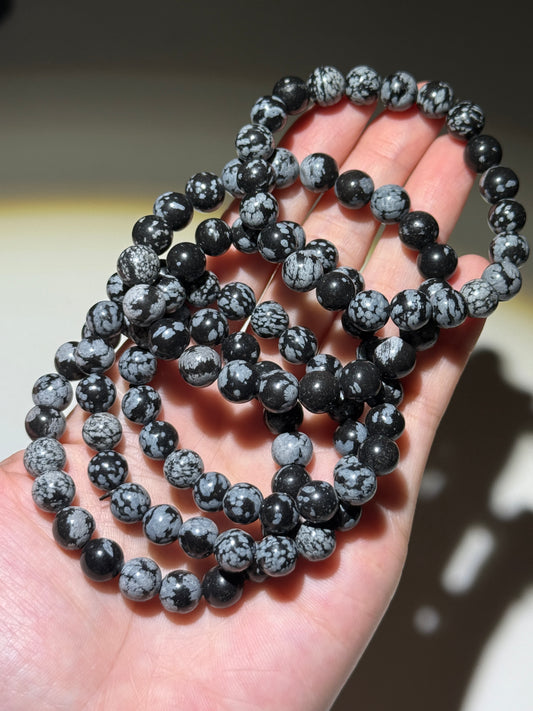Snowflake Obsidian Bracelets, 8.5-11mm